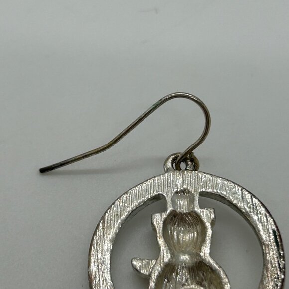 Vintage Kenneth Cole Snowman Earrings Pierced Silver-Tone Holiday Rhinestones - Picture 10 of 16